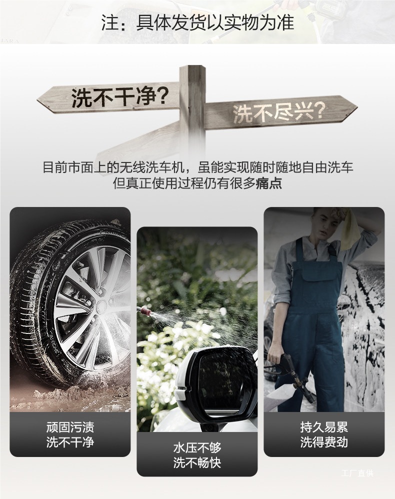 Wicks Lithium Battery Wireless Car Washing Machine Wu633 Household High-Pressure Portable Rechargeable Electric Car Washing Water Gun Peihui