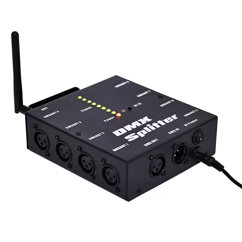 Популярный 8-канальный беспроводной DMX512 сплиттер, контроллер DMX для сцены, усилитель сигнала