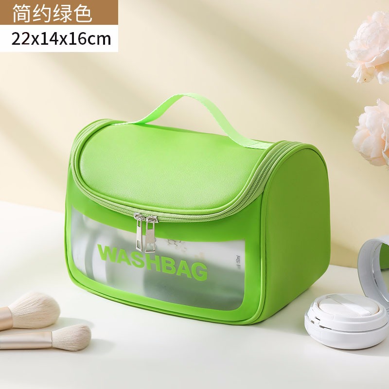 Bolsa de cosméticos transparente transfronteriza bolsa de almacenamiento impermeable de alta capacidad bolsa de lavado de maquillaje portátil PU