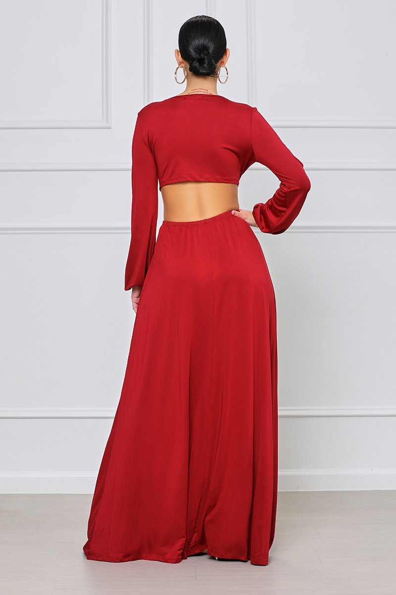 autumn casual v neck long sleeve waistless long solid color dress NSXLY119736