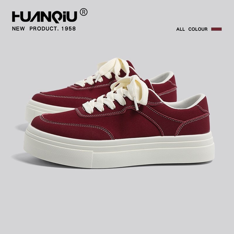 유니버설 버건디 플랫폼 보드 신발 남자 2025 봄 새로운 경량 올 매치 높이 증가 남성 신발 스포츠 캐주얼 보드 신발