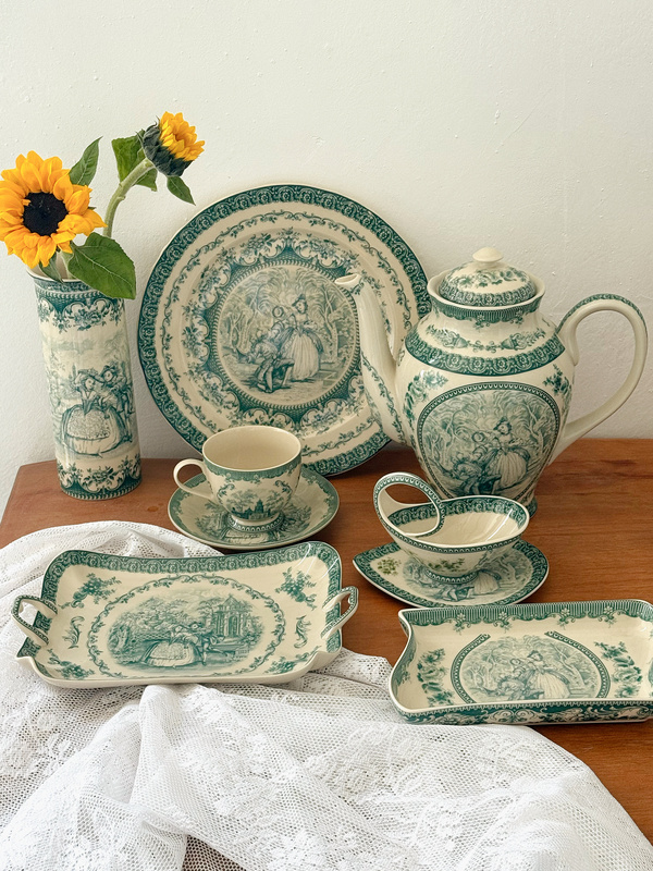 Turquoise Queen Series Western Antique Turquoise Queen Series Glazed Black Porcelain Set
