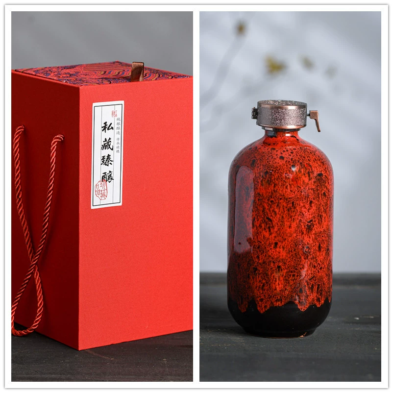Pocket flask for home use, wine bottle, gift box, ceramic set sealed, 500 ml