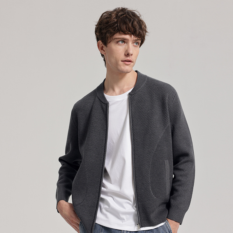 Spring New Men's British Style Sweater Knitwear All-match Fashion Casual Loose Shoulder Zipper Cardigan Jacket