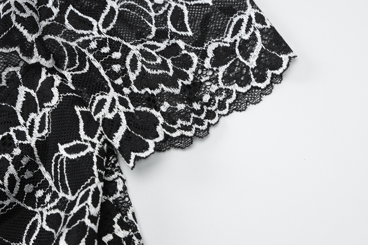 Arrival Sexy Sleeve Chest Wrapped Hollow Out Cutout Top Ultra Short Sheath Slim Fit Skirt Lace Women