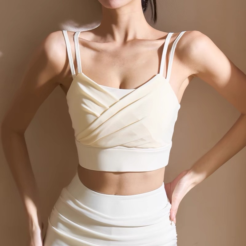 Sexy Mesh Pilates Yoga Vest Quick-Drying Sports Bra All-In-One Fitness Bra Running Sports Vest