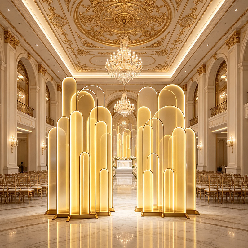 Transfronterizos Hot Sale Golden Arch Gate Escena de arco de hierro forjado boda camino guía de globo soporte fondo de puerta image 3