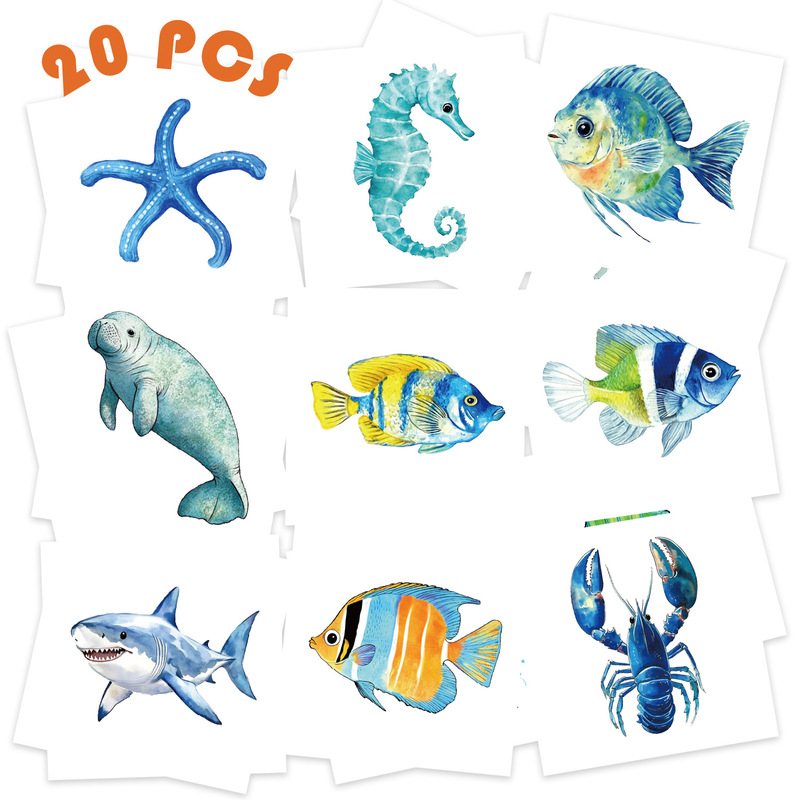 Cross-border Original Cartoon Marine Life Tattoo Sticker Waterproof Party Gift Funny Fun Temporary Face Sticker
