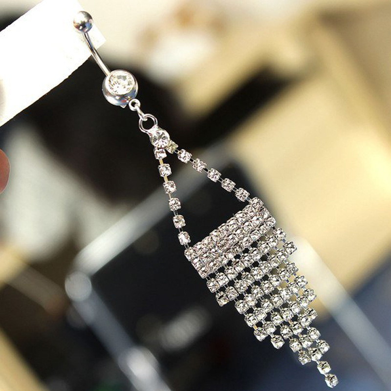 Mode-bestseller in Europa: gepersonaliseerde, eenvoudige navelpiercing met kwastjes en strasssteentjes, sieradenketting voor dames (maat 05). Gemakkelijk te dragen._voghion.com
