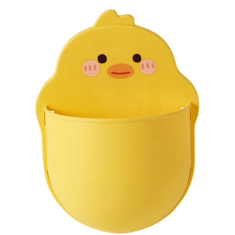 Pequeño pato amarillo baño rack de almacenamiento ponche libre montado en la pared lavabo cepillo de dientes cepillo de maquillaje estante de almacenamiento lavabo rack de almacenamiento