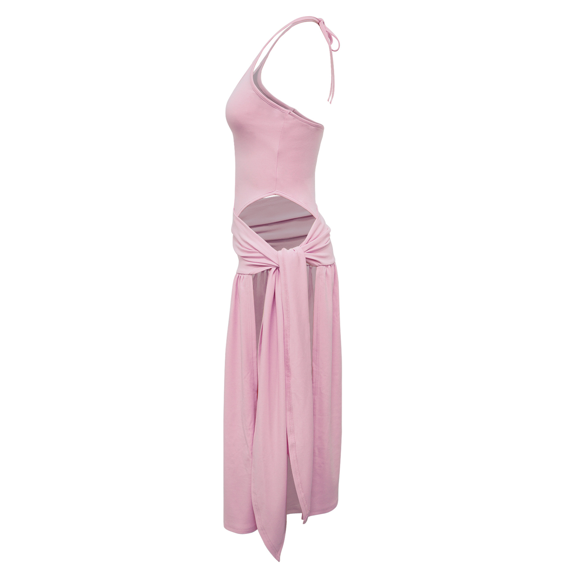 Women's Sexy Slit Half Skirt Set Solid Color Lace Up_ecoleips.com