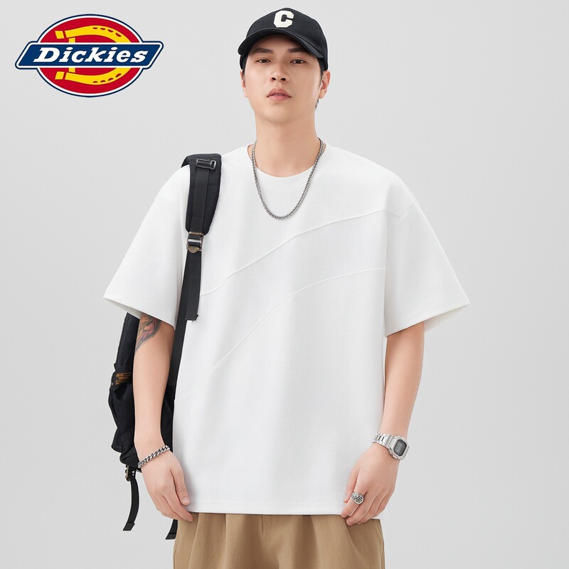 Dickies Special Edition Summer Patchwork Design Loose Short-Sleeve T-Shirt for Men, Japanese Style Trendy Five-Quarter Sleeve Round Neck Dickies Special Edition Summer Patchwork Design Loose Short-Sleeve T-Shirt for Men, Japanese Style Trendy Five-Quarter Sleeve Round Neck