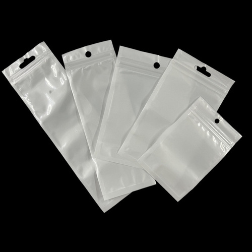 White jewelry bag yin and yang pearlescent film plastic translucent ziplock bag data cable mobile phone case sealed packaging bag