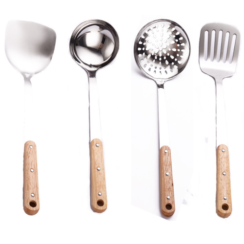 Stainless steel rivets reinforced solid wood handle spatula cooking spatula thickened spatula kitchen utensils soup spoon frying spatula