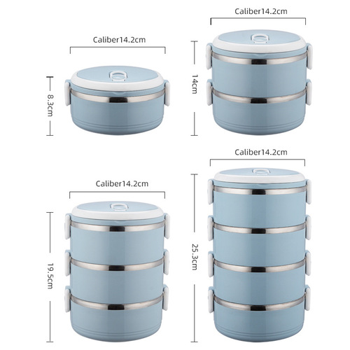 Factory direct supply 304 stainless steel lunch box multi-layer round insulated lunch box sealed lunch box crisper gift box