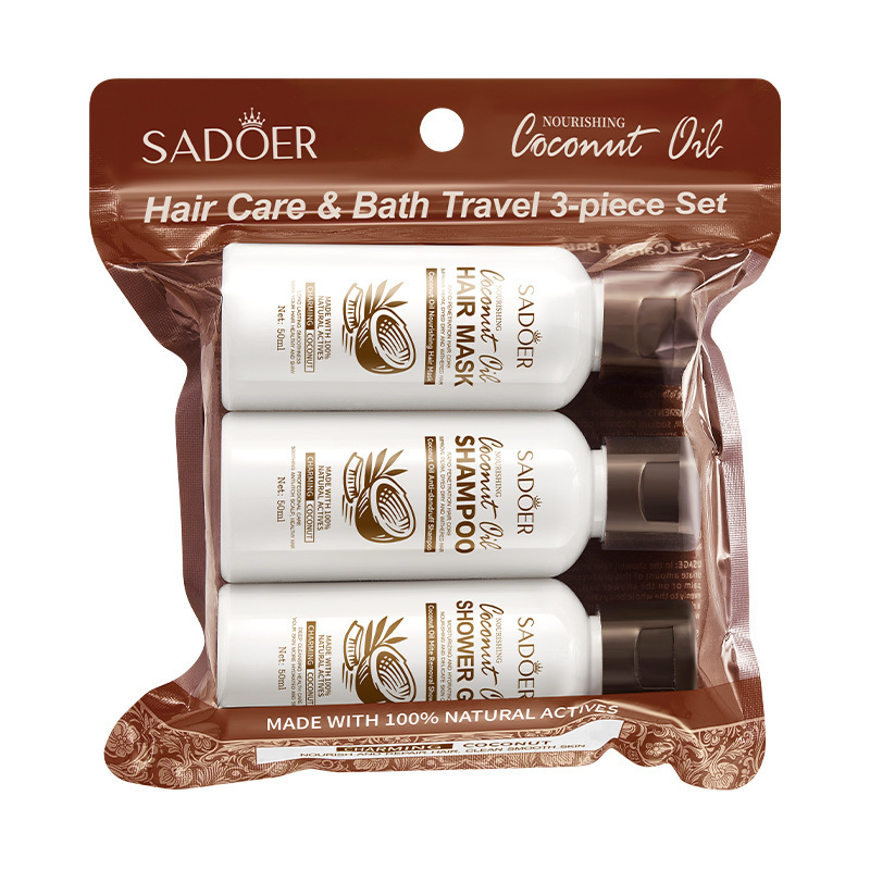 オールイングリッシュ SADOER ココナッツオイル ヘアケア シャワー トラベル 3点セット シャンプー シャワージェル ヘアマスク 外国貿易 クロスボーダー|undefined