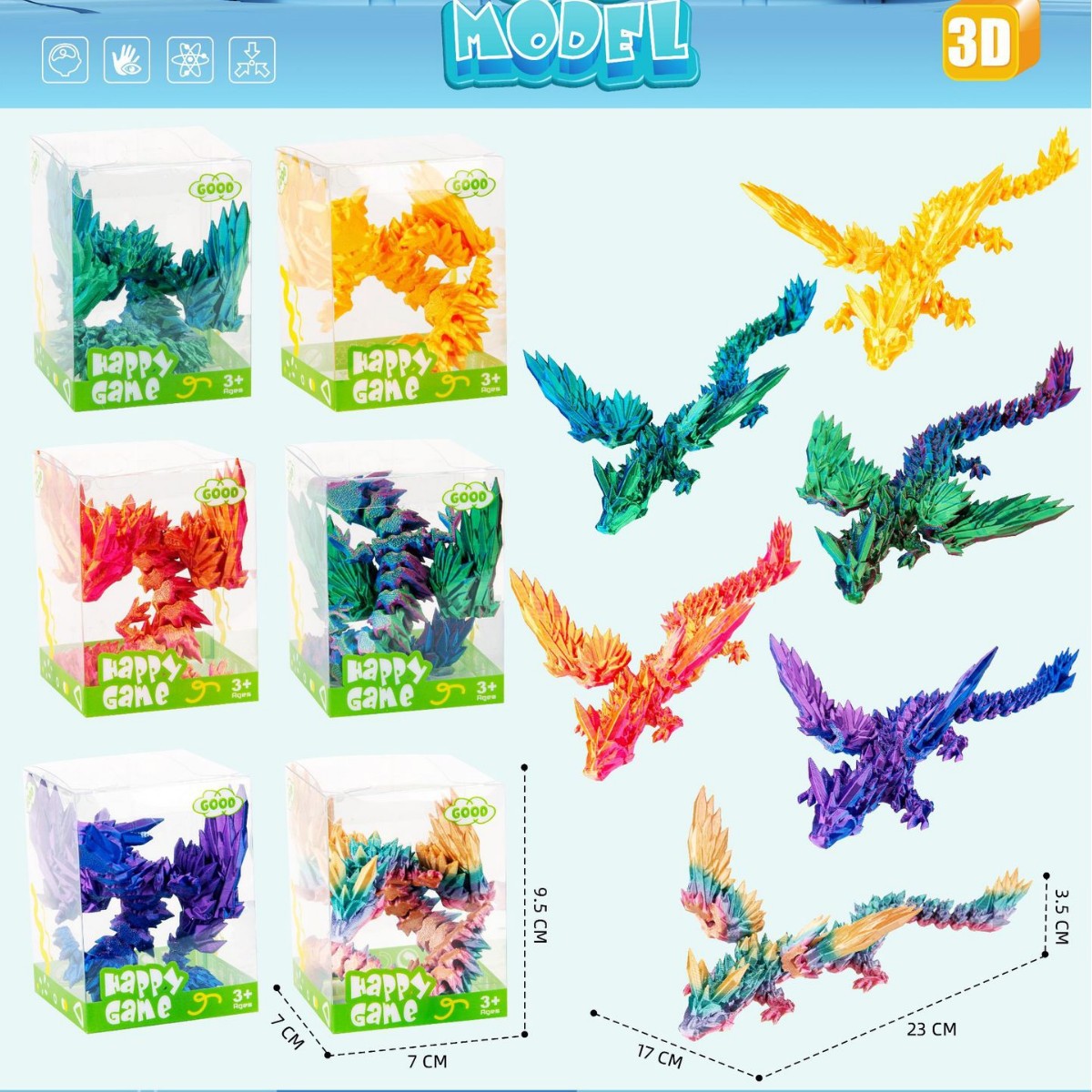 Dragón Articulado Impreso en 3D de PLA para Decoración y Regalos image 14