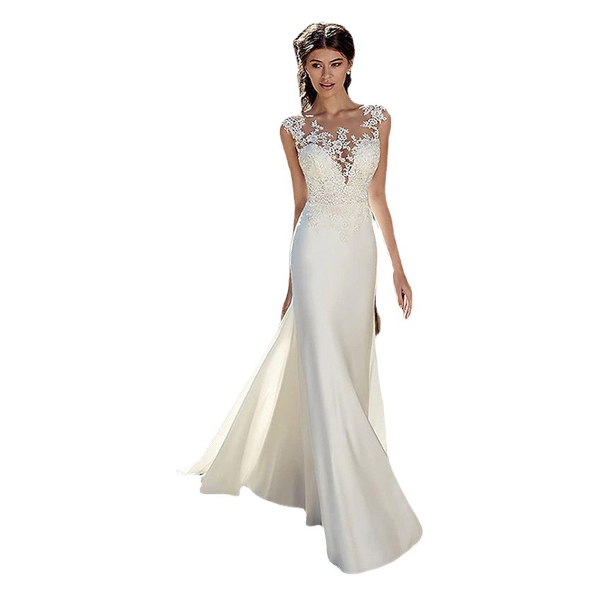 Vestido de novia estilo europeo y americano, nuevo modelo 2026, sin mangas, corte sirena, sexy, con pequeña cola, ajustado, de encaje, para sesión de fotos, vestido de novia ligero. image 1