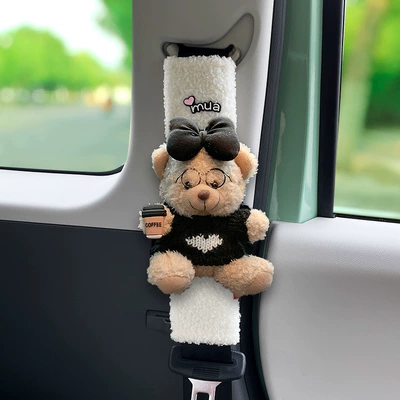 Cute Doll Bear Car — Seat belt shoulder pad - 08-lambswool-doll-shoulder-straps