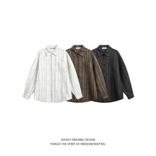 2025秋装新款男士休闲长袖衬衫宽松大码潮牌时尚衬衣小外套男