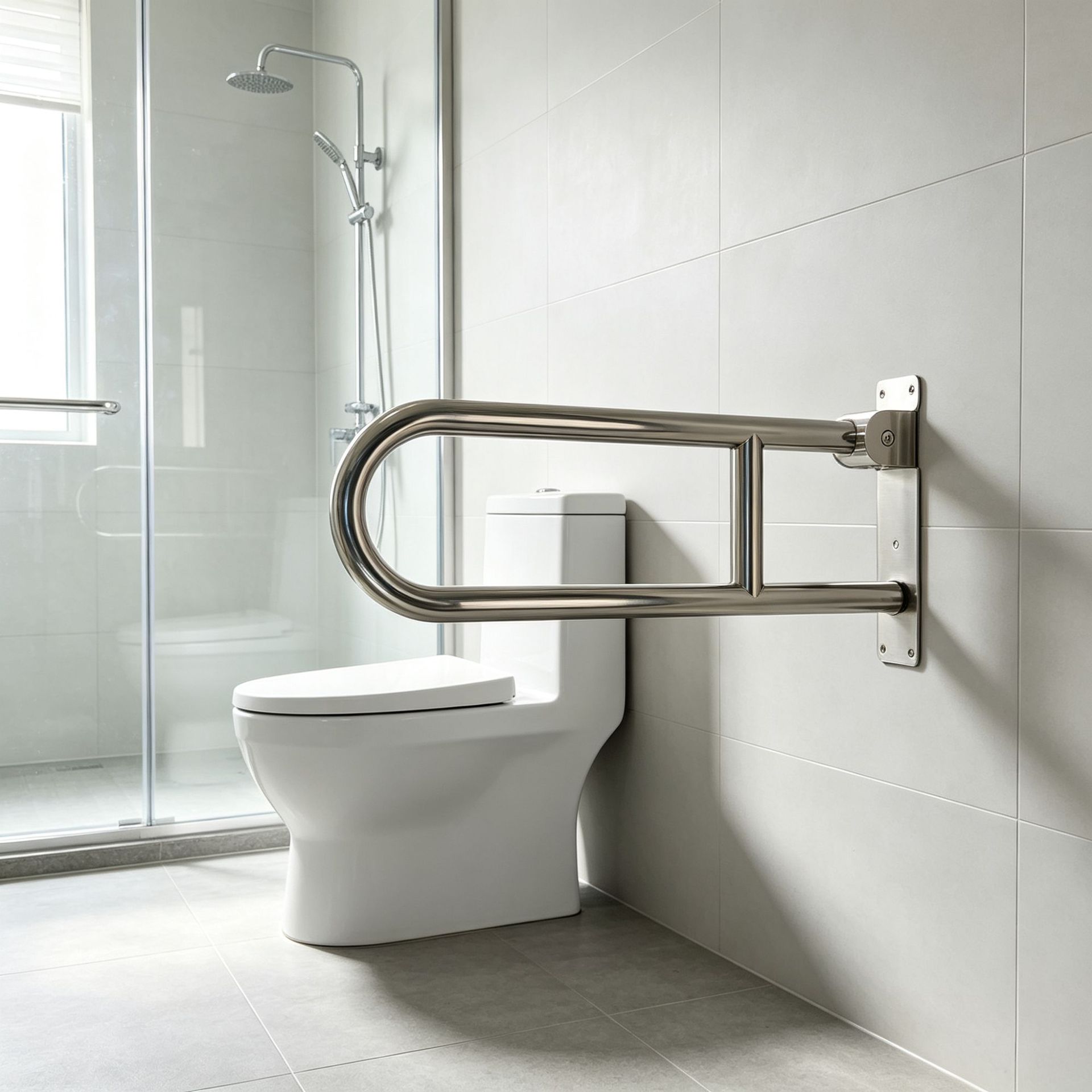 Barra de Apoyo en U para Baño de Acero Inoxidable Antideslizante