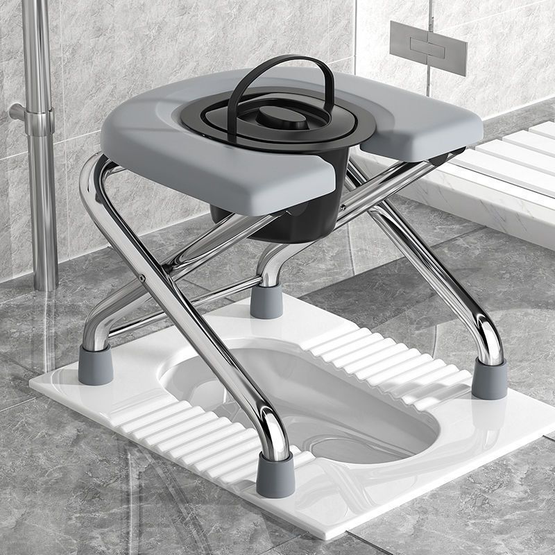 inodoro de acero inoxidable extra grueso y extra grueso cojín de inodoro plegable asiento de inodoro para ancianos embarazados