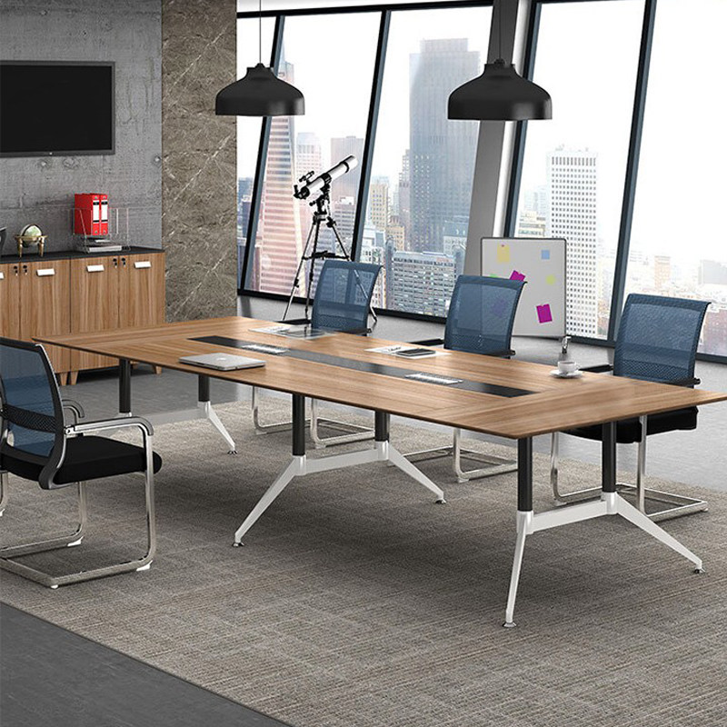 Mesa de reunión de acero, mesa de reunión de oficina, mesa larga, sala de capacitación de la empresa, mesa de negociación y silla, suministro de stock