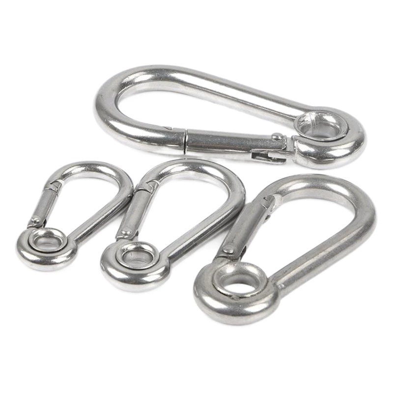 Оптовая продажа: карабин из нержавеющей стали 304, пружинный замок, брелок, застежка для поводка для животных, замок-карабин