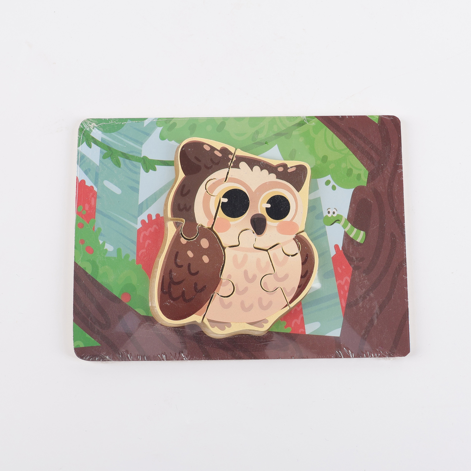 Puzzle de madera plano pequeño puzzle infantil juguetes de dibujos animados animales de tráfico cognitivo bloque al por mayor