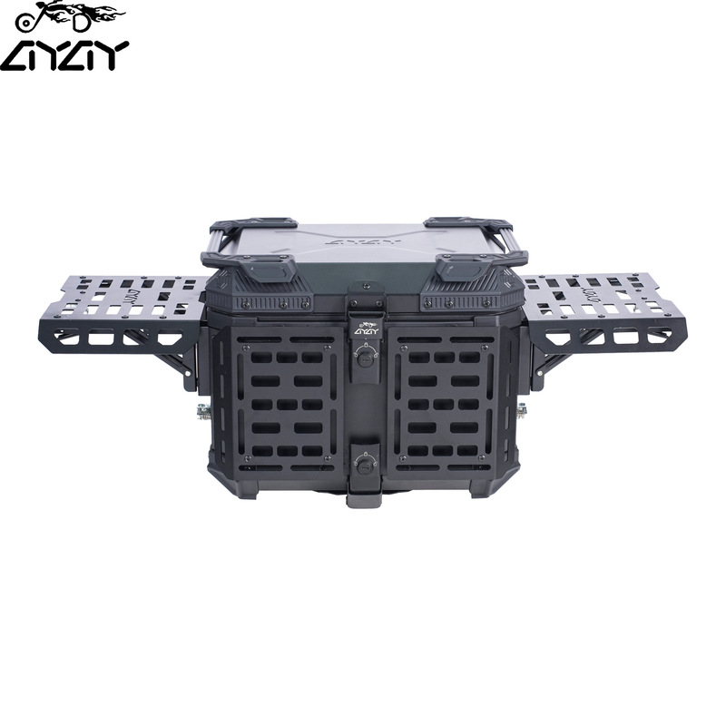 55L Aluminum Alloy Mecha-Style Motorcycle Tail Box, Multifunctional Foldable Trunk
