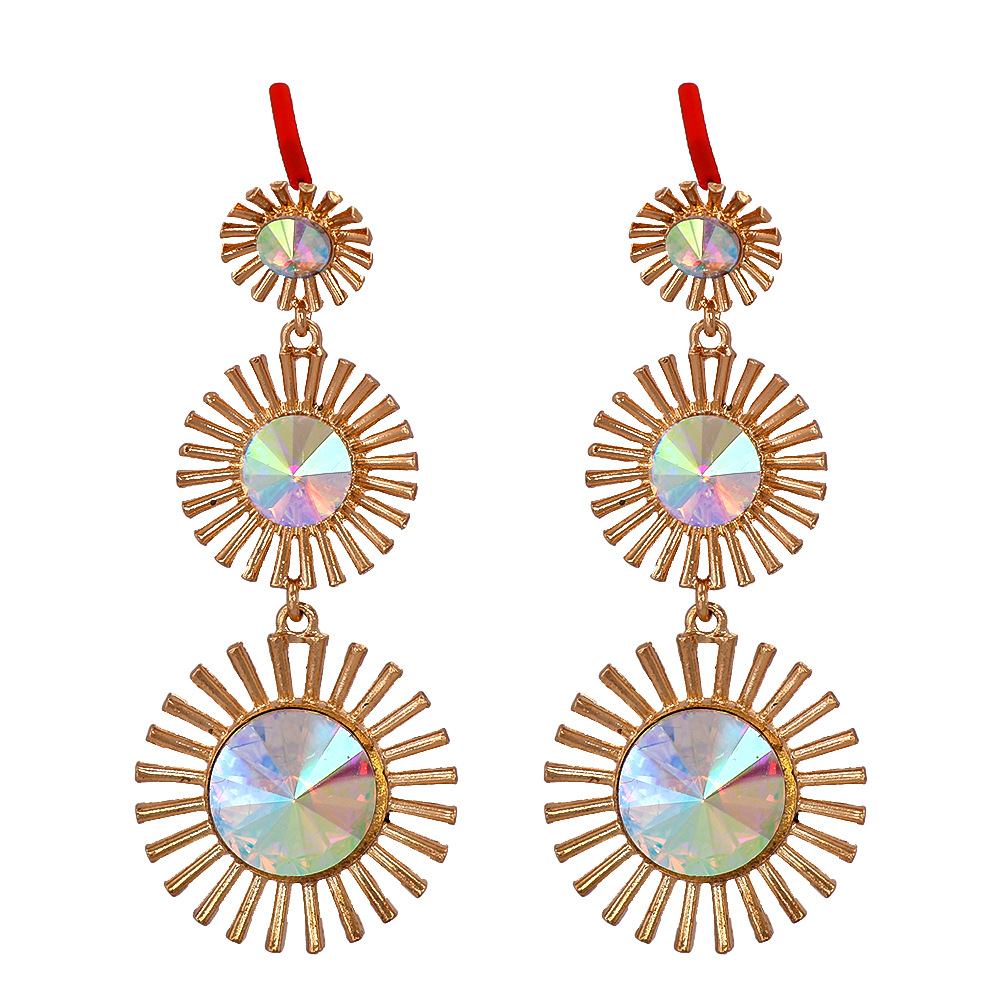 Retro Colorful Geometric Round Long Earrings display picture 5