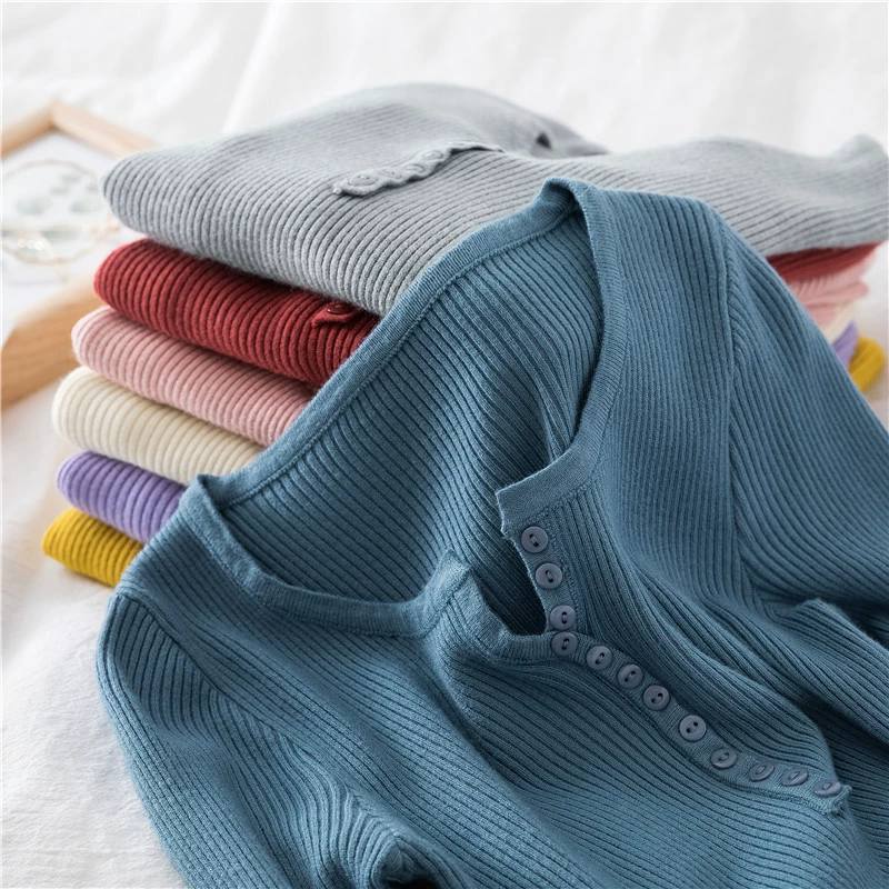 Женская трикотажная базовая футболка-пуловер на весну-осень, тонкая облегающая футболка с длинным рукавом 2025, приталенный топ для ношения под свитером, трендовая.