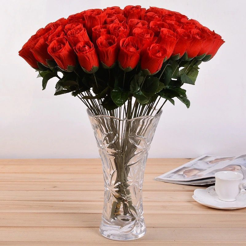 Artificial Silk Rose Bud Flower Bouquet Single Rose Artificial Flower Arrangement Flower Branch Handle Flower