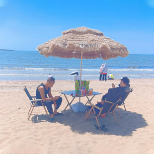Outdoor Thatch Umbrella Glass Fiber Umbrella Bone Middle Column Sunshade Umbrella Courtyard Garden Internet Celebrated Homestay Beach Umbrella Sunshade Straw Umbrella