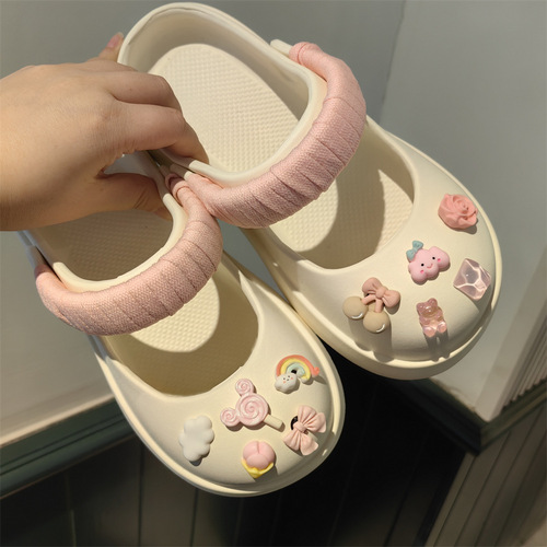 New Mary Jane Candy Flower Croc Shoe Flower Removable DIY Strap Color Matching Sweet Macaron