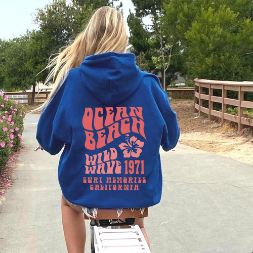 Ocean Beach Sweatshirt Aesthetic Hoodie Tumblr Tracksuit CA Surf Tee Fashionable Hoodie Coconut-inspired Sweatshirt
