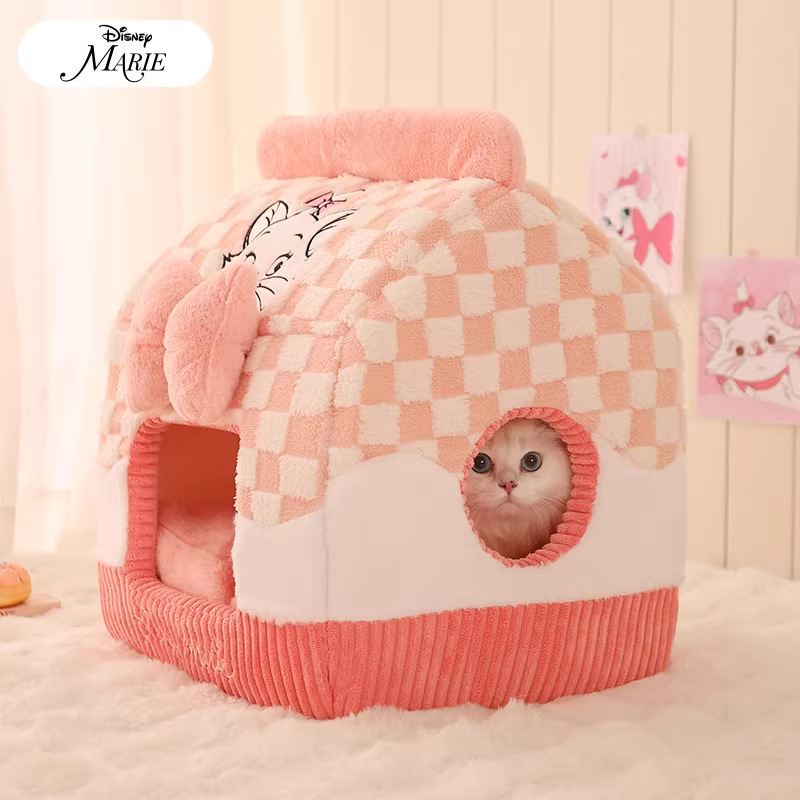 Disney Mary Cat series gatos cerrados invierno calentamiento grueso mascota seguridad gato cama invierno