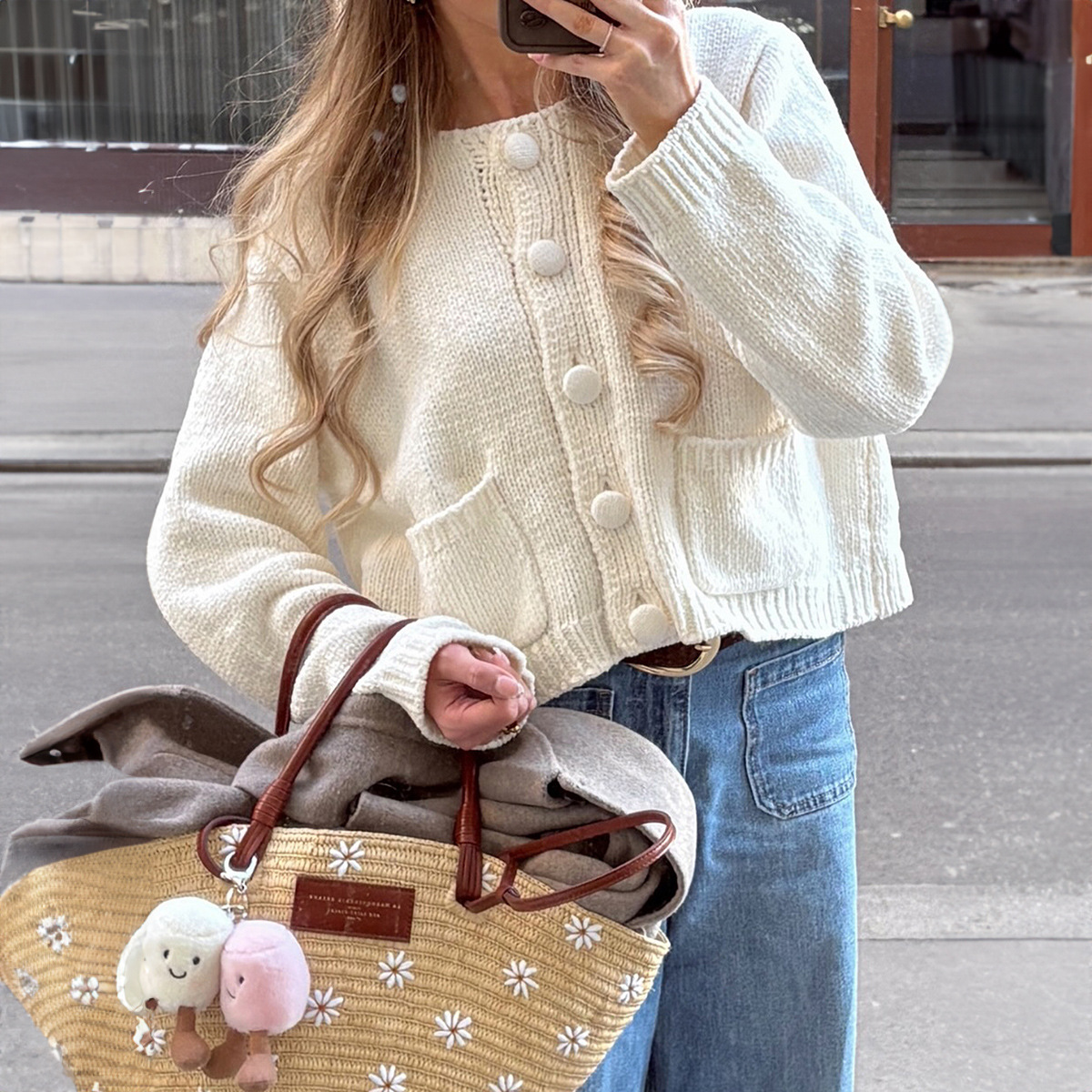 Kaikuo2025 otoño y invierno transfronterizos Europa y América ropa de mujer casual simple botón diario de hombro suéter temperamento mujer Amazon