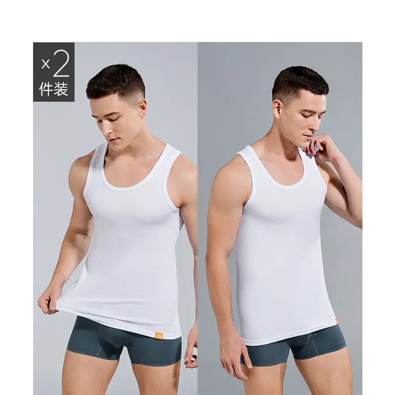 Algodón peinado de dos piezas chaleco de algodón para hombres en verano con chaleco sin mangas, chaleco de ocio para hombres de mediana edad