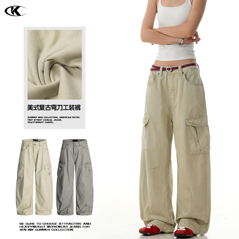 11Kn American Retro Scimitar Cargo Pants for Men and Women Baggy Slim Straight Loose Casual Multi-Flap Pocket Pants Trendy Pants 11Kn American Retro Scimitar Cargo Pants for Men and Women Baggy Slim Straight Loose Casual Multi-Flap Pocket Pants Trendy Pants