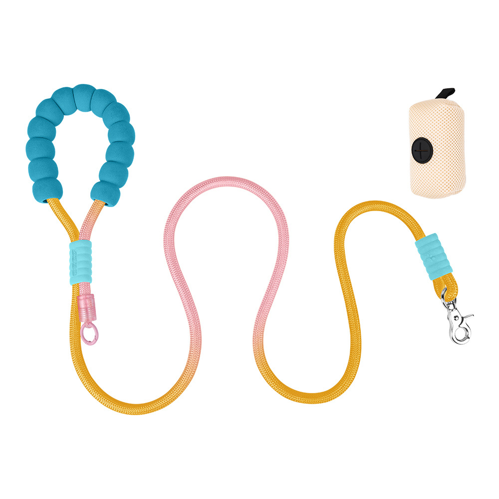 Cuerdas de tracción de dopamina de color se pueden colgar bolsas de mierda de perro cómodas espuma agarre cuerda de perro de montaña resistente al desgaste para caminar cuerda de perro