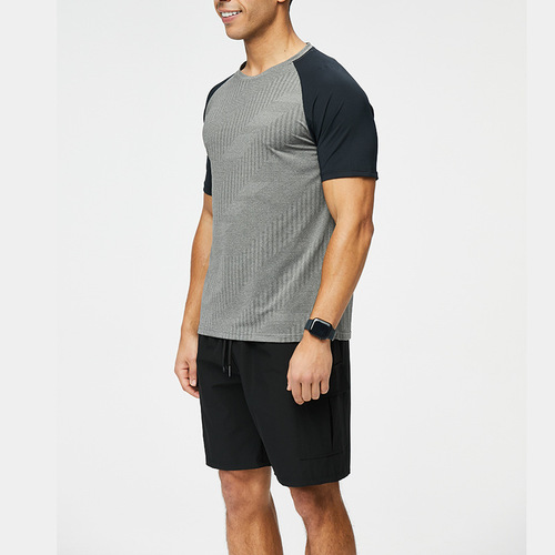 Men's Quick-Dry Sports T-Shirt Running Short Sleeve Fitness Training Top Summer Ice Silk Loose Breathable Herringbone Half-Sleeve Shirt