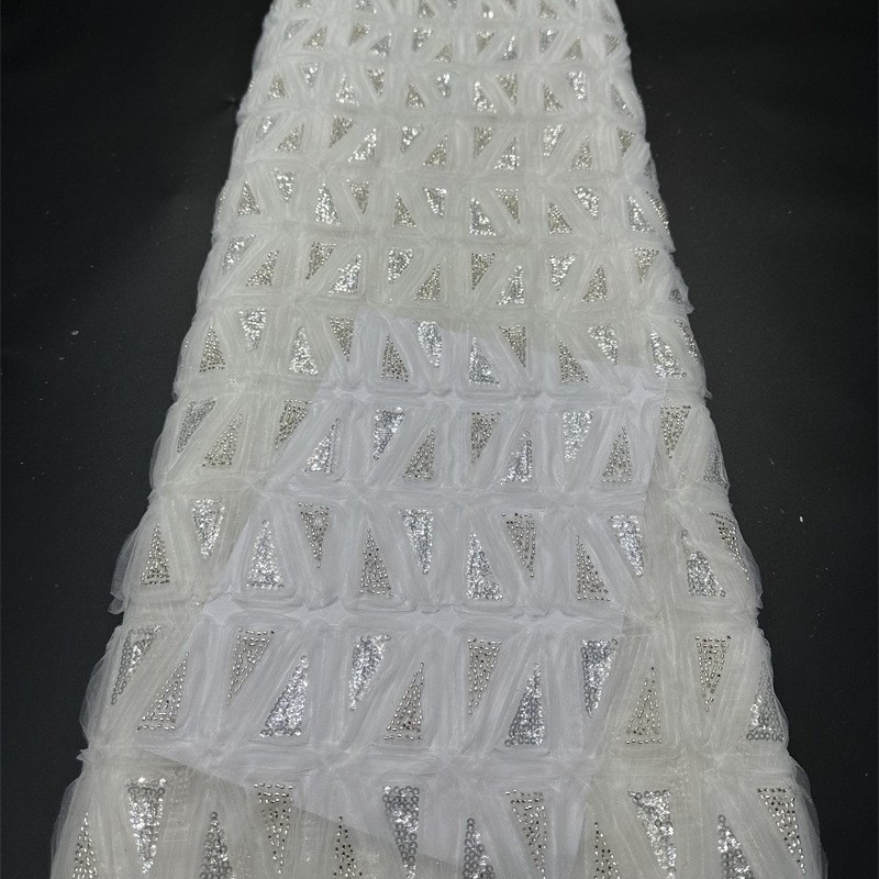 Europa y América de moda transfronteriza bordada tridimensional telas de malla de sequilla moda vestido de boda vestido de tela image 1