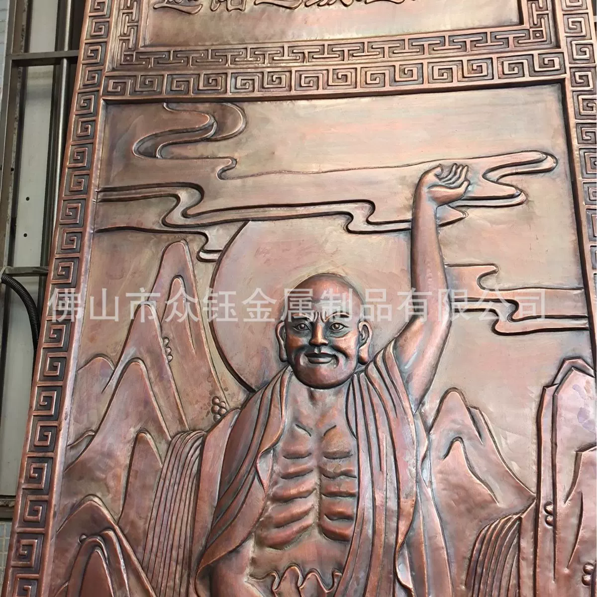 纯铜手工锻打浮雕壁画古典建筑寺庙背景墙铜画佛像装饰