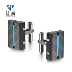 Source goods European and American new stainless steel combination solid carbon fiber cufflinks European and American men's suit shirt sleeve nails