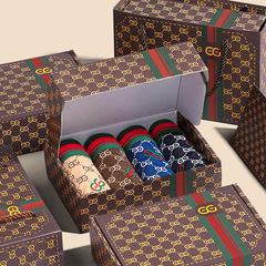 Men's Summer Ice Silk Straight Leg Shorts Cooling Breathable Thin Antibacterial Printed Four-Point Shorts Trendy Gift Box Set