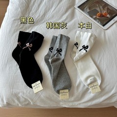 東大門韓版 後跟蝴蝶結 小眾短筒薄棉女襪 棉質少女ins春夏襪子女