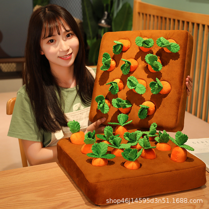 En stock transfronterizo bebé educativo rábano tirando de juguete de peluche padre-hijo interactivo al por mayor granja vegetal piso simulación muñeca