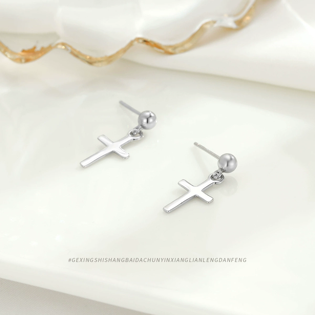 Glossy earrings, accessory, silver 925 sample, simple and elegant design