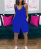 Pure color dark blue shorts